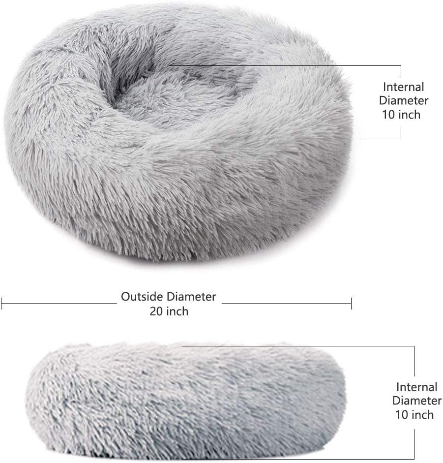 Cat Beds for Indoor Cats, Donut Cuddler Dog Bed Comfy Fluffy Washable Calming Cat Beds, Dog Bed for Small Dogs up to 22 Lbs 20’’X20’’