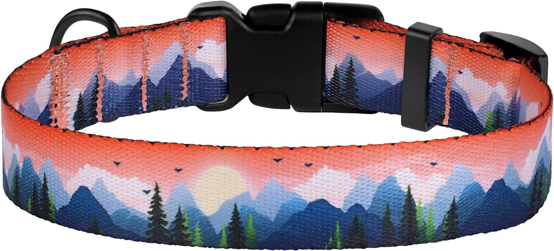 Print Dog Collar Nylon Pattern Adjustable Nature Pet Collars for Dogs Small Medium Large Puppy (Mountains, Neck Fit 10"-13")