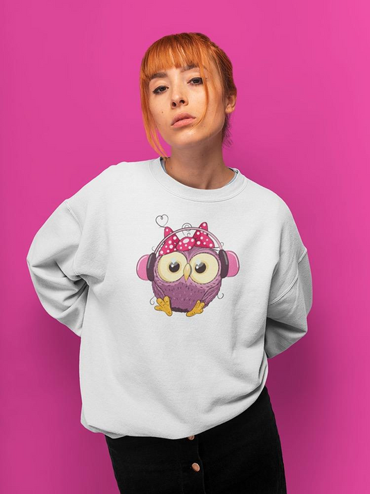 Owl With Headphones Sweatshirt -SPIdeals Designs