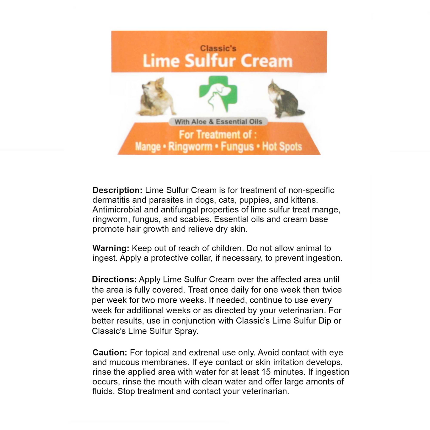 Lime Sulfur Pet Skin Cream and Spray