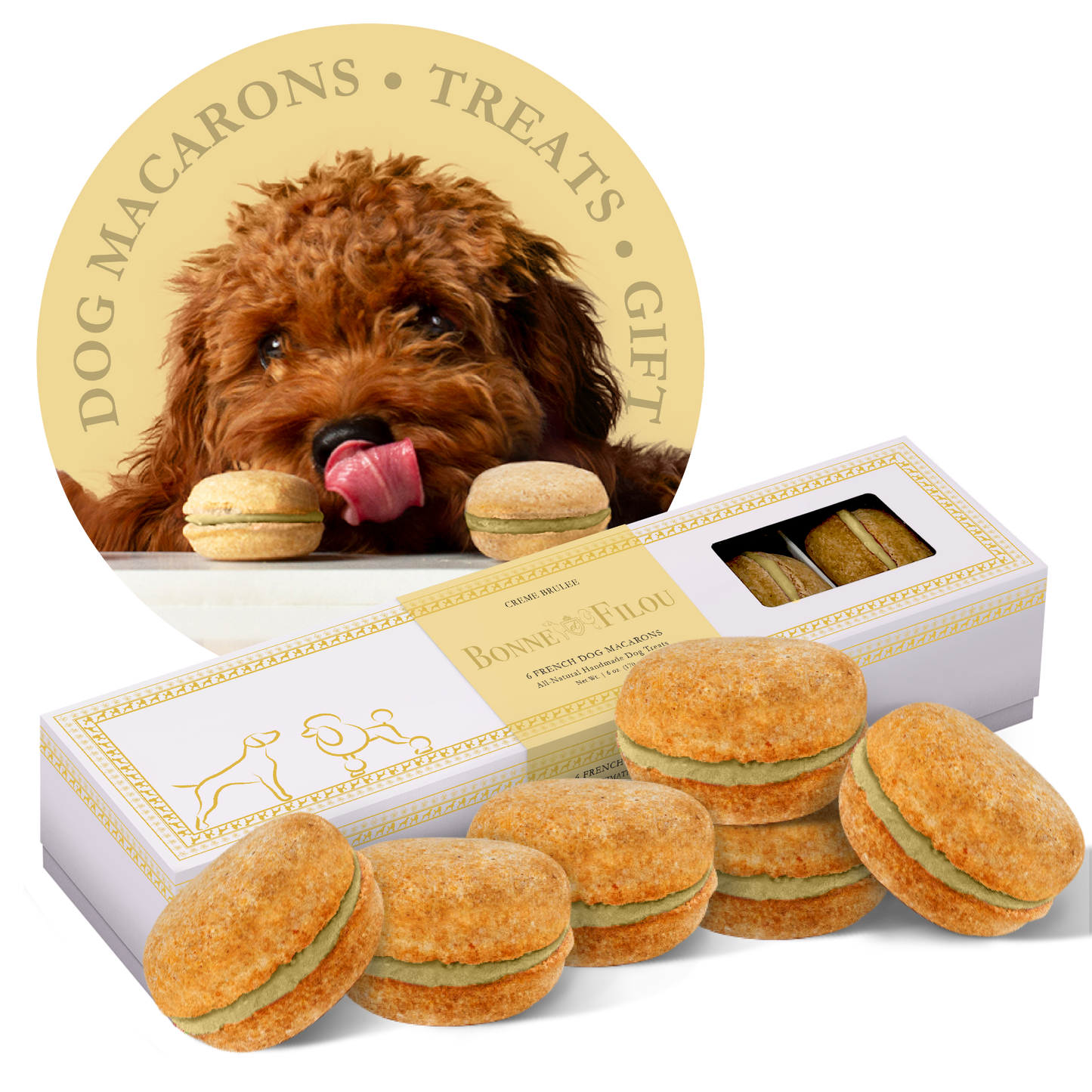 Dog Macarons (Count of 6 - window in packaging)