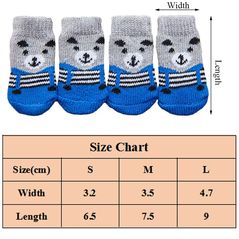 4Pcs Winter Pet Dog Socks Small Cat Knit Warm Socks Dog Anti-Slip Socks Chihuahua Thick Paw Protector Booties Pet Accessories