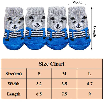 4Pcs Winter Pet Dog Socks Small Cat Knit Warm Socks Dog Anti-Slip Socks Chihuahua Thick Paw Protector Booties Pet Accessories