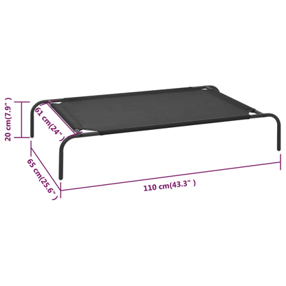 vidaXL Elevated Dog Bed Black L Textilene