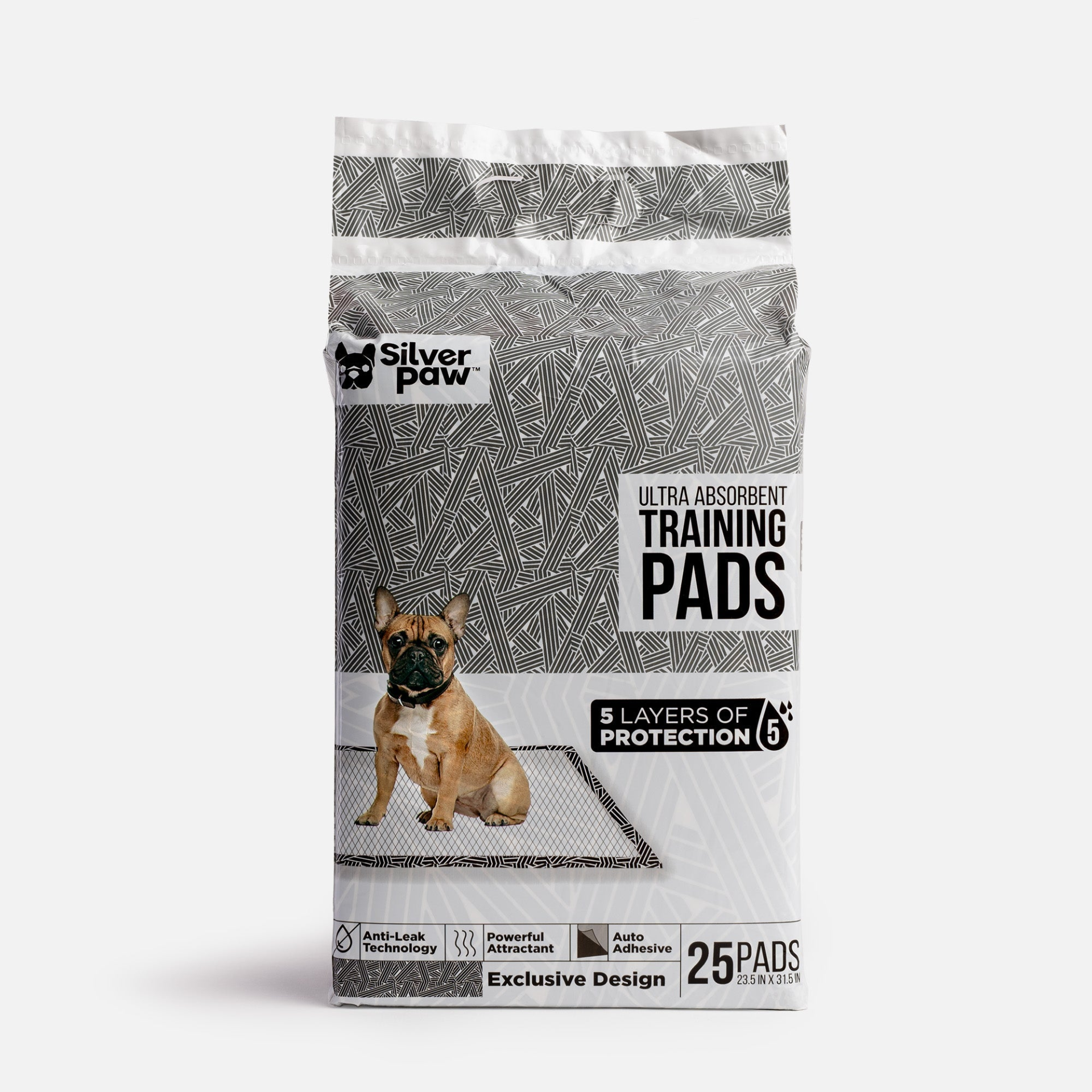 Printed Dog Training Pads - Black & White - 25 ct