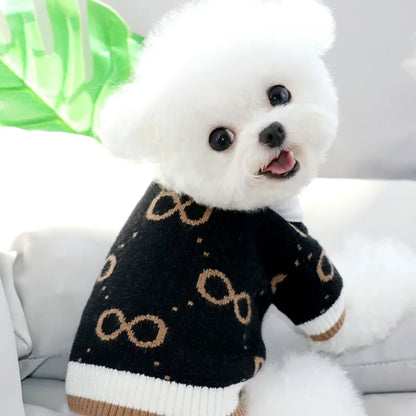 Winter Dog Clothes Chihuahua Soft Puppy Kitten High Striped Cardigan Warm Knitted Sweater Coat Fashion Clothing for Pet Dogs Cat