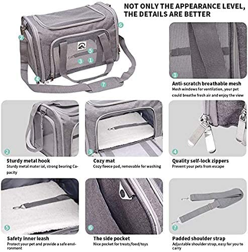 Airline Approved Pet Carrier Bag Grey 20" - Stylish & Cozy