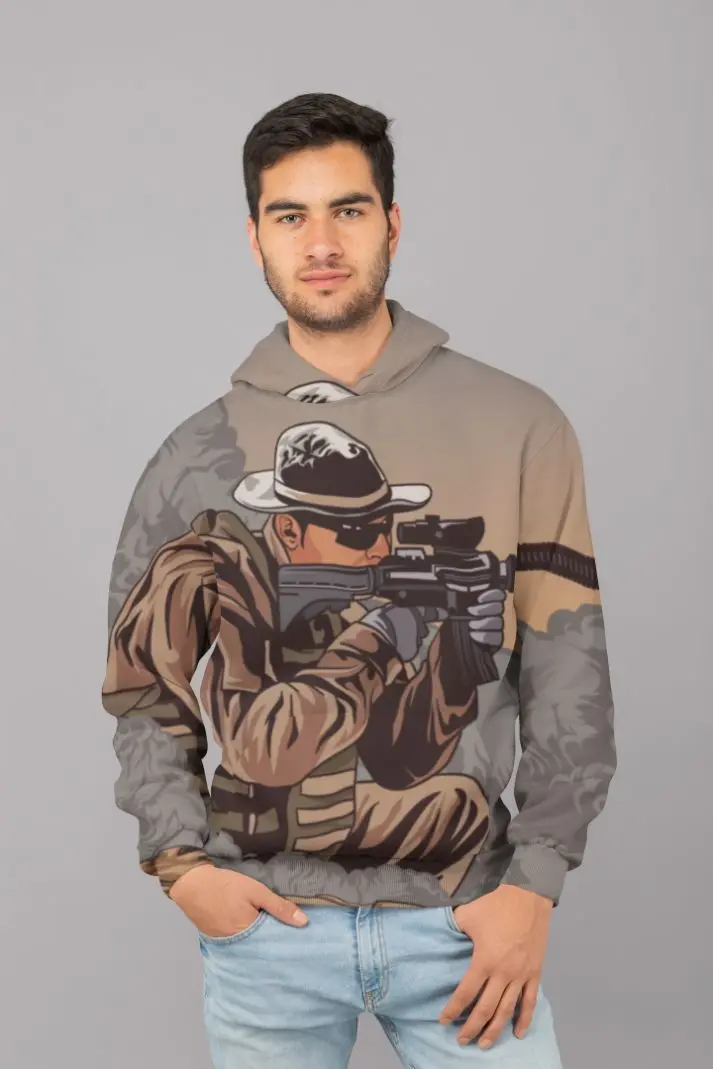 Soldier with Ar15 UNISEX Sublimation Hoodie