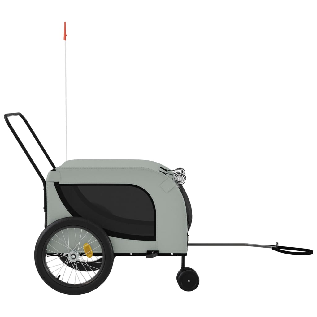 vidaXL Pet Bike Trailer Gray and Black Oxford Fabric and Iron