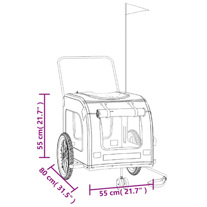 vidaXL Pet Bike Trailer Gray and Black Oxford Fabric and Iron