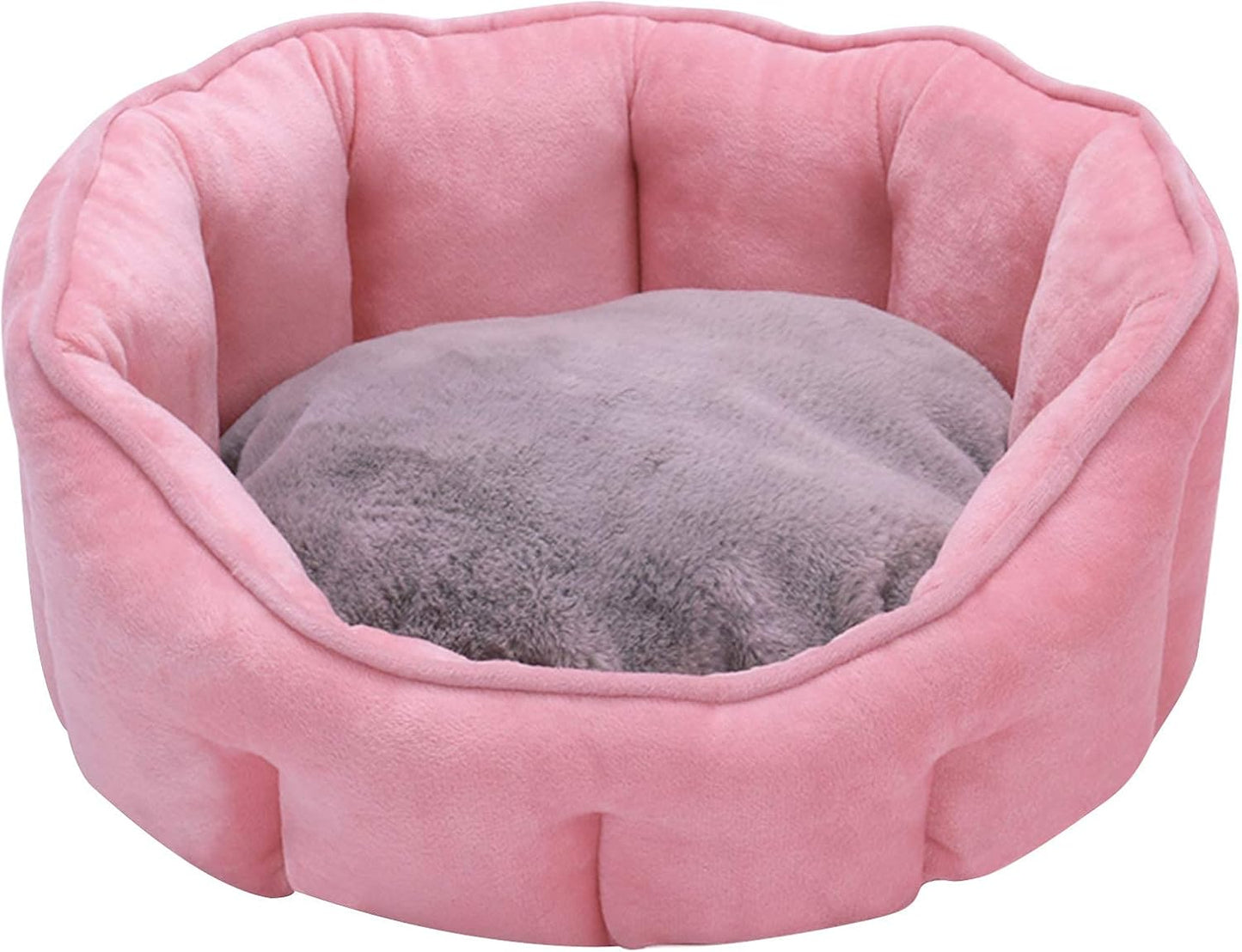 Cat Bed, Pet Beds for Small Dogs, Dog Bed for Small Dogs, Cat House, round Cat Bed, Washable Pet Beds for Puppy and Kitties with Slip-Resistant Bottom 18 Inch Pink