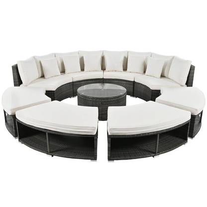 9-Piece Outdoor Patio Furniture Luxury Circular Sofa Set