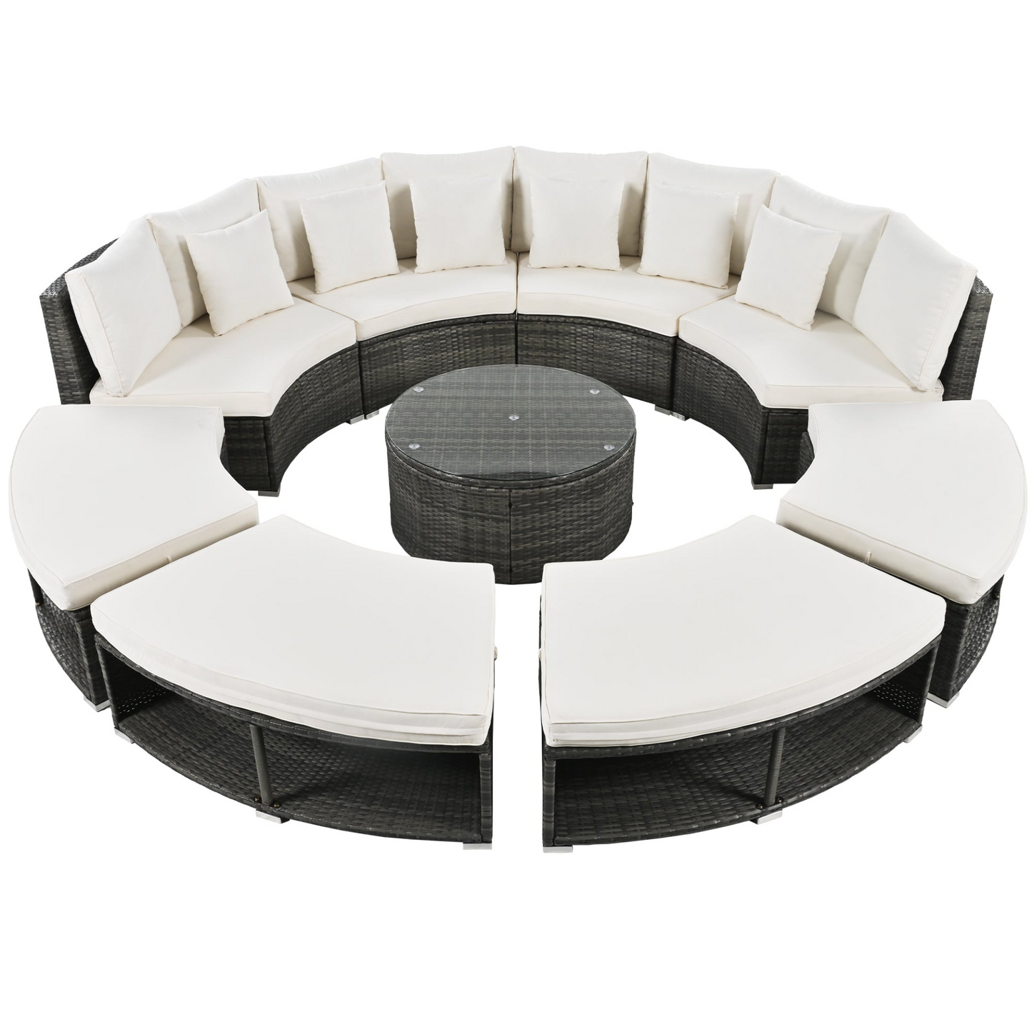 9-Piece Outdoor Patio Furniture Luxury Circular Sofa Set