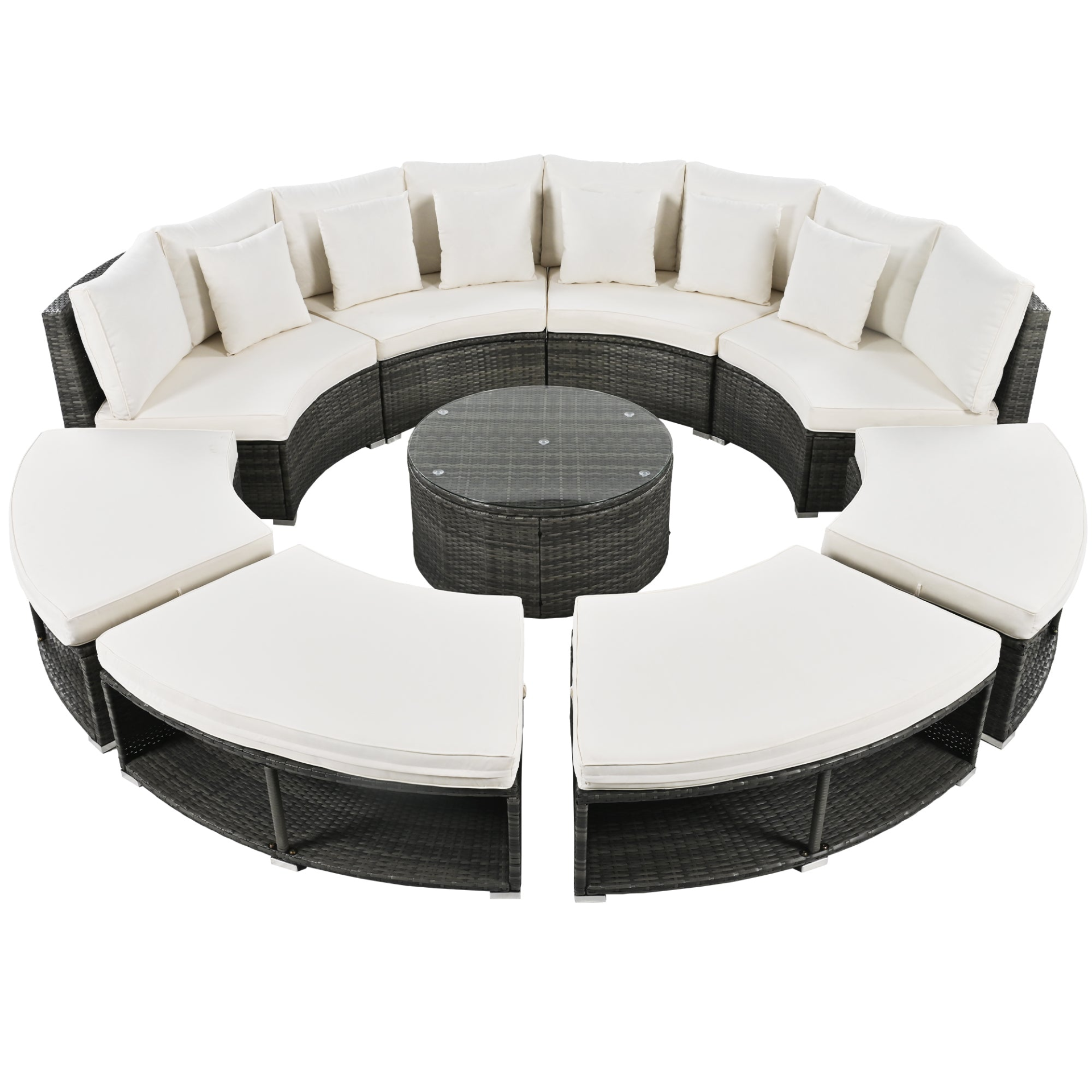 9-Piece Outdoor Patio Furniture Luxury Circular Sofa Set