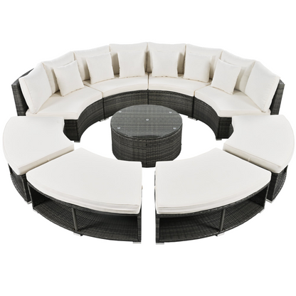 9-Piece Outdoor Patio Furniture Luxury Circular Sofa Set