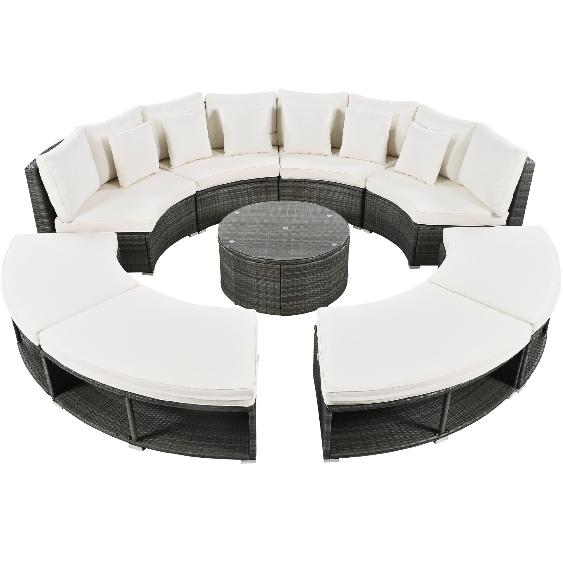 9-Piece Outdoor Patio Furniture Luxury Circular Sofa Set