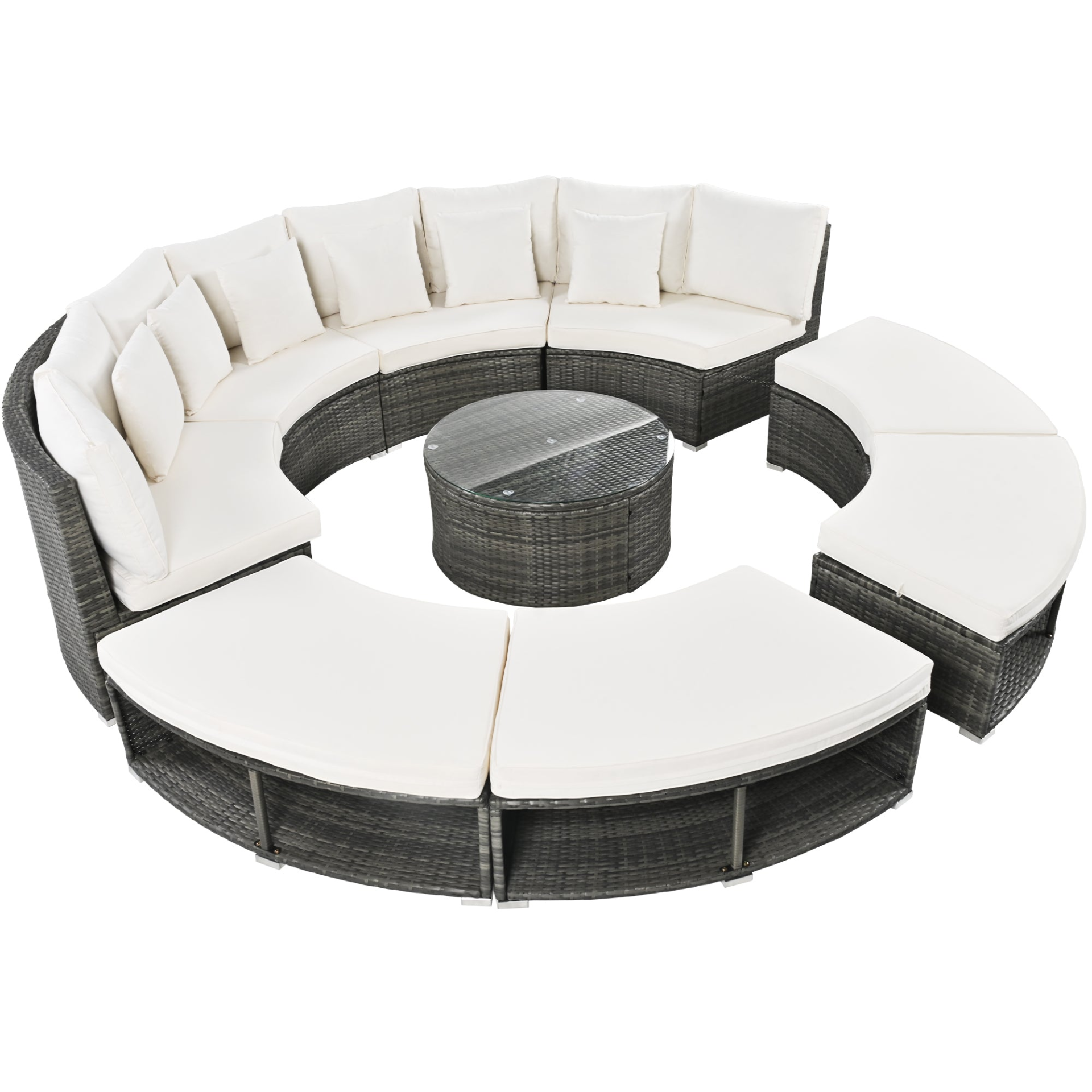 9-Piece Outdoor Patio Furniture Luxury Circular Sofa Set