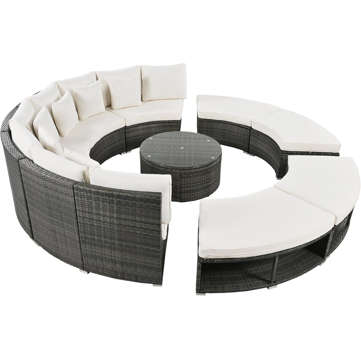 9-Piece Outdoor Patio Furniture Luxury Circular Sofa Set