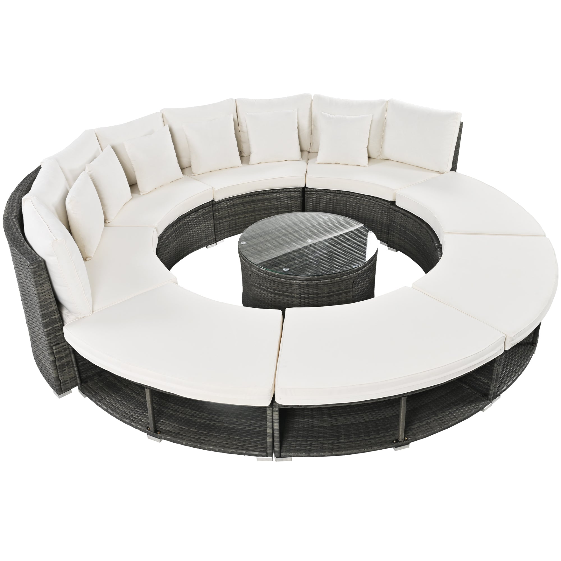 9-Piece Outdoor Patio Furniture Luxury Circular Sofa Set