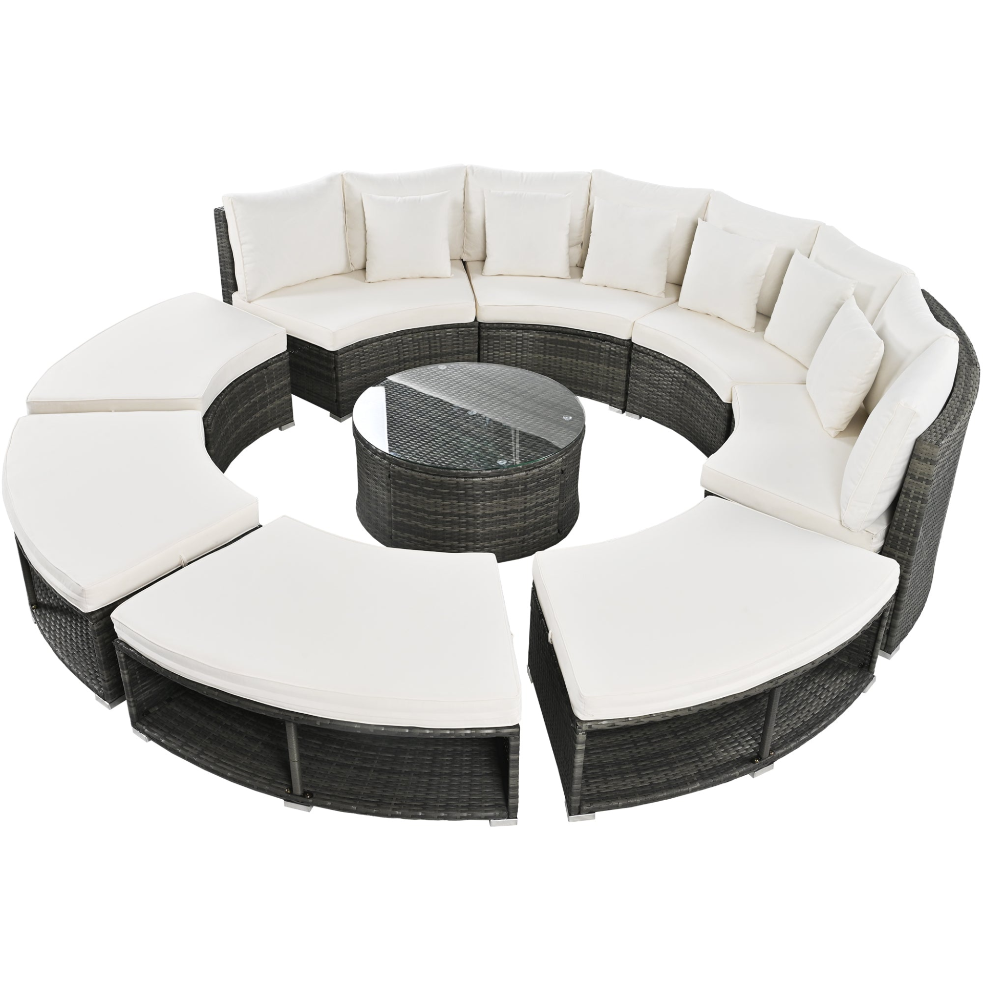 9-Piece Outdoor Patio Furniture Luxury Circular Sofa Set