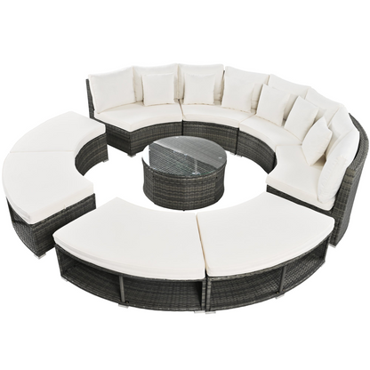 9-Piece Outdoor Patio Furniture Luxury Circular Sofa Set