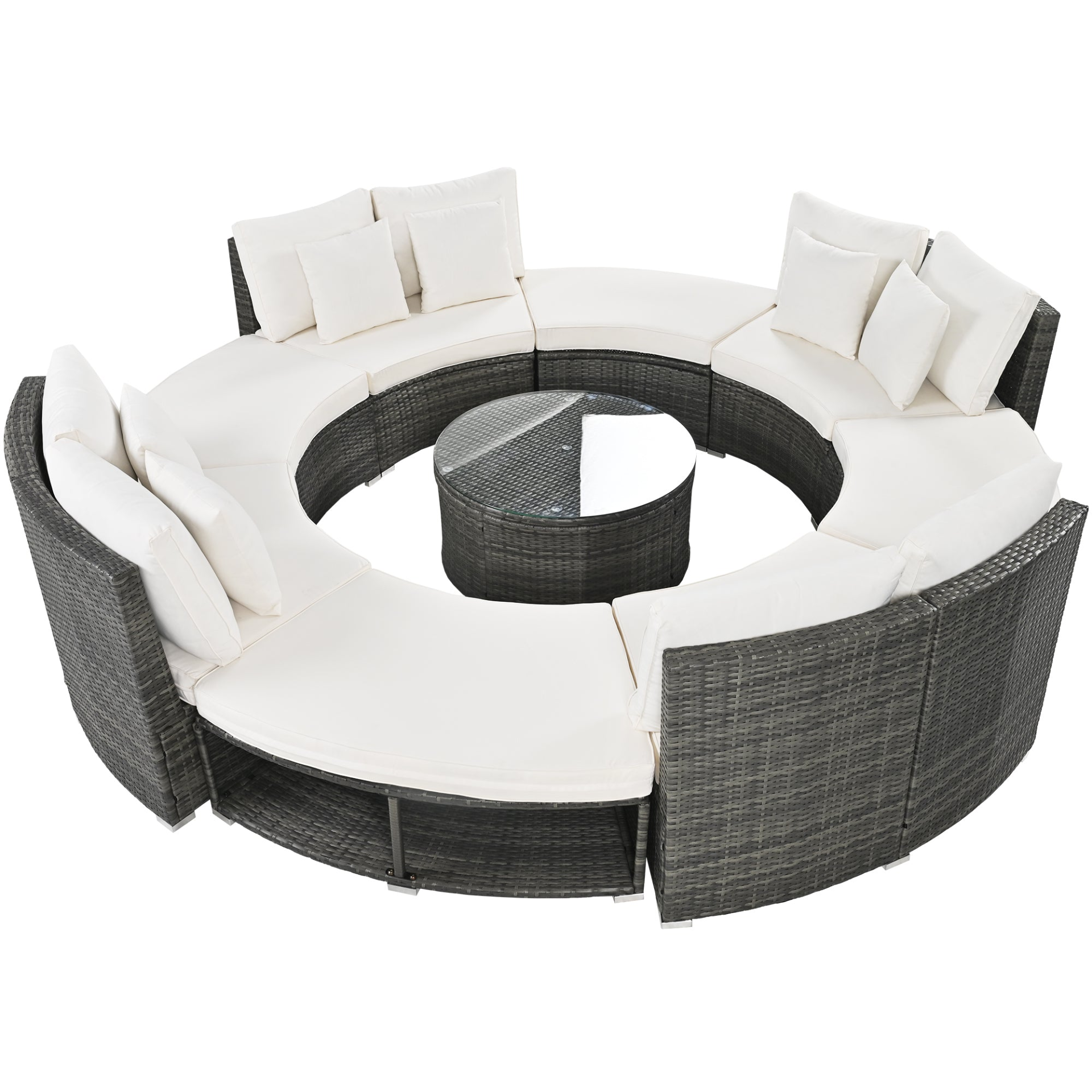 9-Piece Outdoor Patio Furniture Luxury Circular Sofa Set