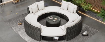 9-Piece Outdoor Patio Furniture Luxury Circular Sofa Set