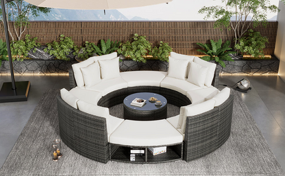 9-Piece Outdoor Patio Furniture Luxury Circular Sofa Set