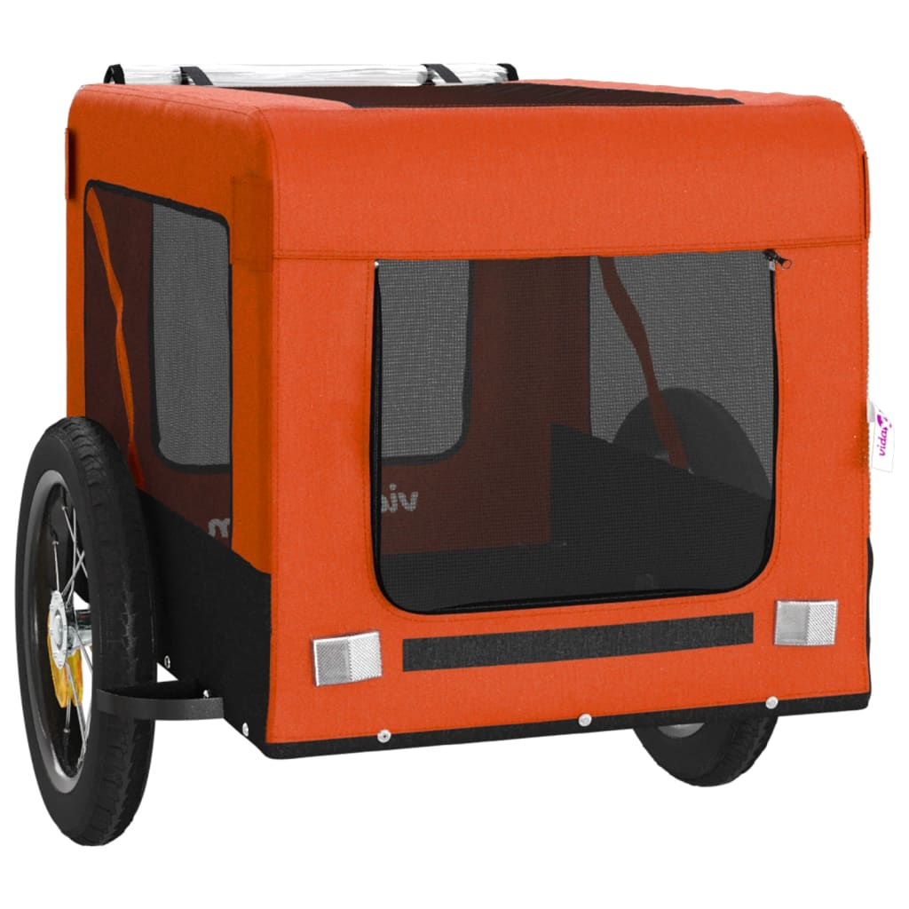 vidaXL Pet Bike Trailer Orange and Black Oxford Fabric&Iron