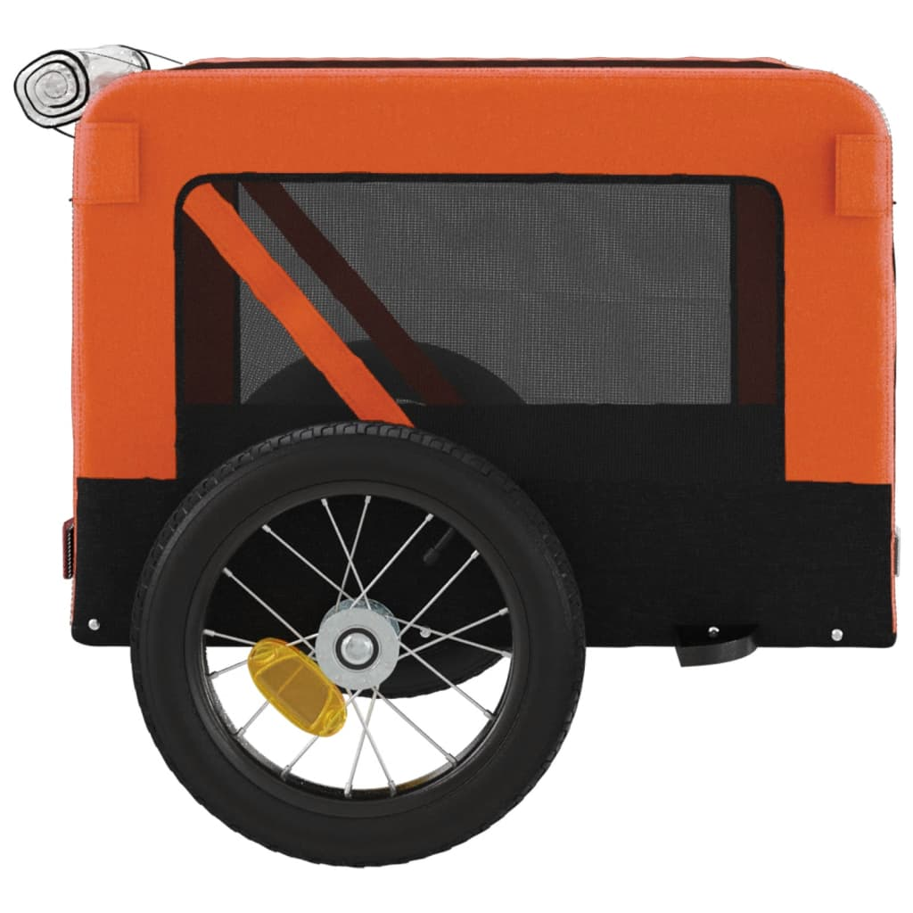 vidaXL Pet Bike Trailer Orange and Black Oxford Fabric&Iron