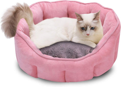 Cat Bed, Pet Beds for Small Dogs, Dog Bed for Small Dogs, Cat House, round Cat Bed, Washable Pet Beds for Puppy and Kitties with Slip-Resistant Bottom 18 Inch Pink