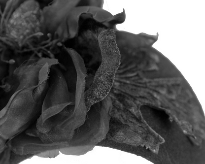 Wide black headband with silk flower