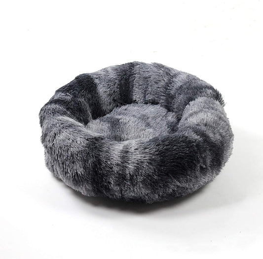 Cat Beds for Indoor Cats, Donut Cuddler Dog Bed Comfy Fluffy Washable Calming Cat Beds, Dog Bed for Small Dogs up to 22 Lbs (24''X24'', Tie Dyed-Dark Grey)