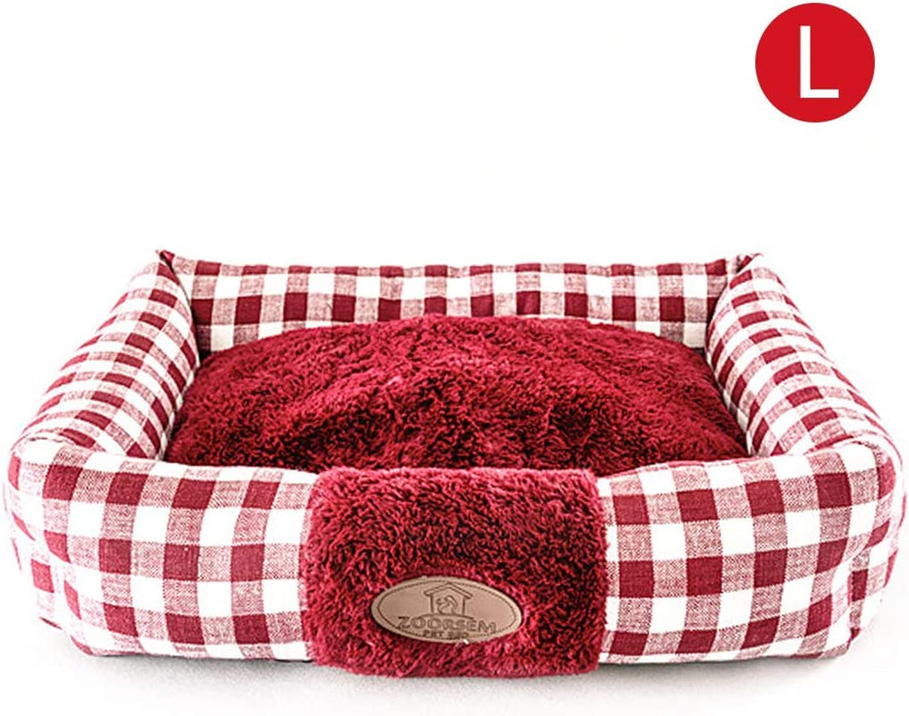 Large Cat Beds for Indoor Cats, Plush Soft Pet Bed, Indoor Cat Beds & Dog Beds, Rectangle Cushion Bed Pet Supplies, Machine Washable, Slip-Resistant Bottom