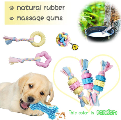 Puppy Chew Toys for Teething Puppy Toys Small Dog Toys Puppy Teething Toys Dog Chew Toy Rope Balls Interactive Teeth Cleaning Tug Toys Storage Basket