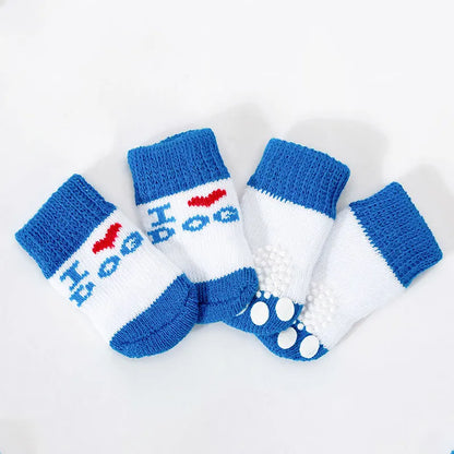 4Pcs Winter Pet Dog Socks Small Cat Knit Warm Socks Dog Anti-Slip Socks Chihuahua Thick Paw Protector Booties Pet Accessories