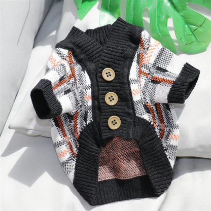 Winter Dog Clothes Chihuahua Soft Puppy Kitten High Striped Cardigan Warm Knitted Sweater Coat Fashion Clothing for Pet Dogs Cat