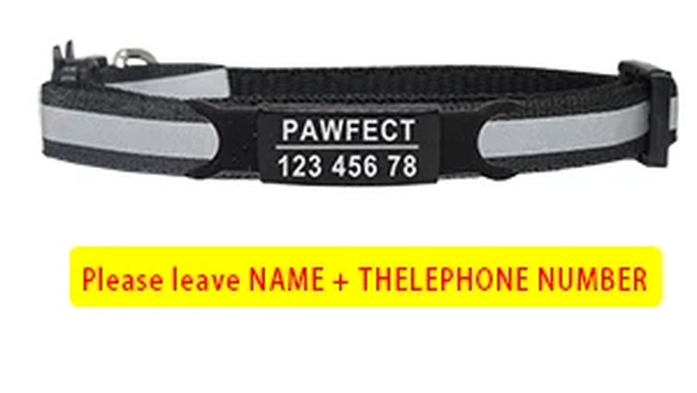 Reflective Cat Safety Buckle Collar Adjustable Custom Personalized ID Free Engraving Nylon Puppy Kittens Necklace