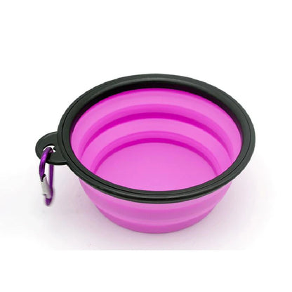 Folding Portable Silicone Dog Feeder Bowl 2 in 1 Pet Dispenser Outdoor Travel Dog Cat with Carabiner Bottle Food Water Container