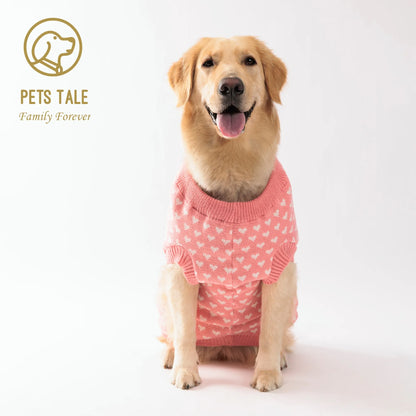 Winter Warm Pet Sweater with Heart Pattern for Small and Medium Dogs and Cats - Cute and Cozy Pet Clothes for Cold Weather