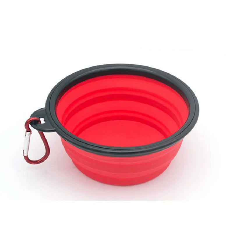 Folding Portable Silicone Dog Feeder Bowl 2 in 1 Pet Dispenser Outdoor Travel Dog Cat with Carabiner Bottle Food Water Container