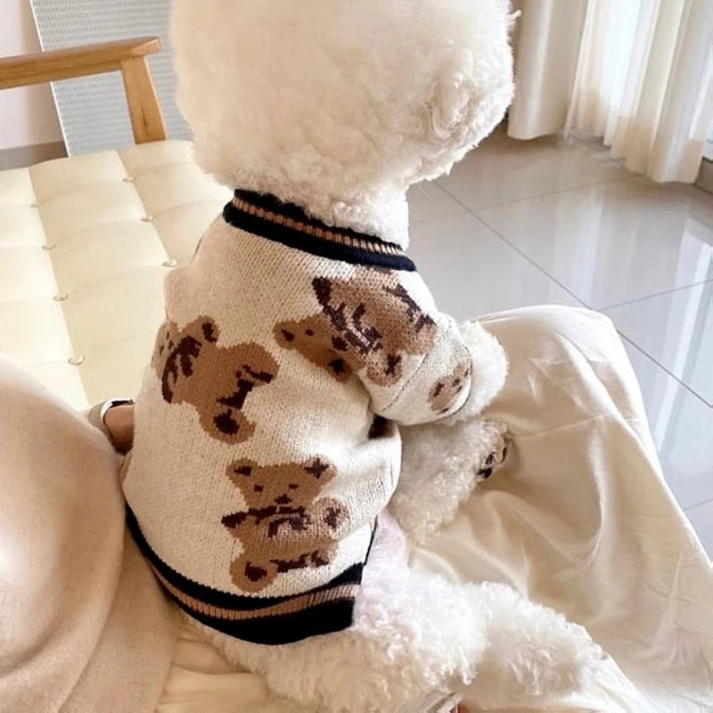 Winter Dog Clothes Chihuahua Soft Puppy Kitten High Striped Cardigan Warm Knitted Sweater Coat Fashion Clothing for Pet Dogs Cat