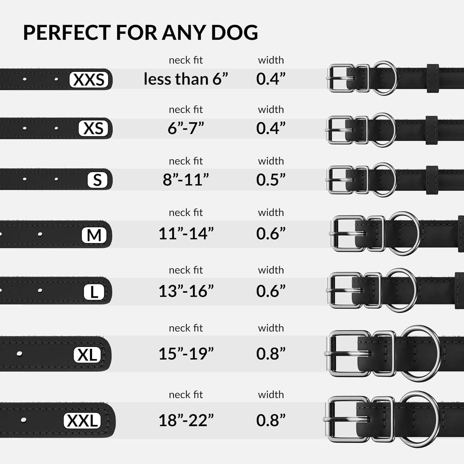 Rolled Leather Dog Collar, Soft Padded round Puppy Collar, Handmade Genuine Leather Collar Dog Small Large Cat Collars 13 Colors (6-7 Inch, Black Textured)