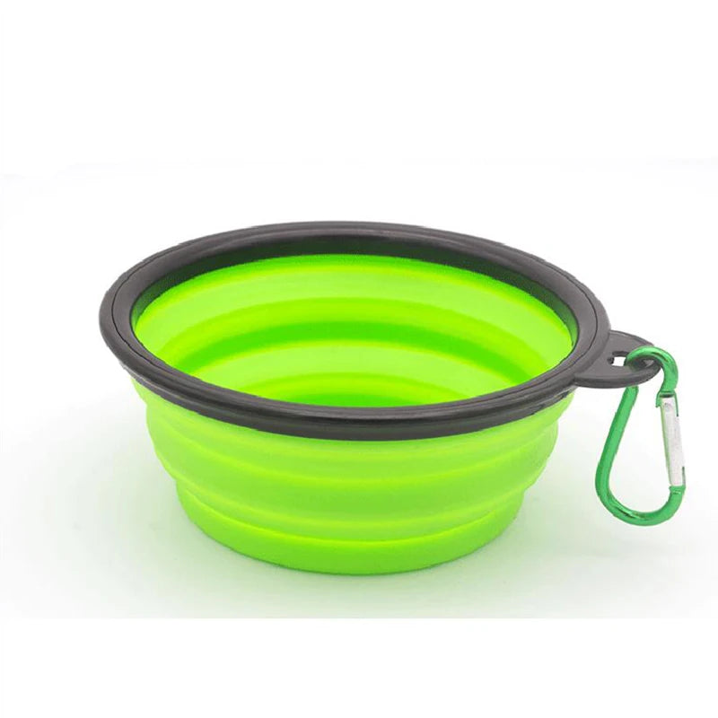 Folding Portable Silicone Dog Feeder Bowl 2 in 1 Pet Dispenser Outdoor Travel Dog Cat with Carabiner Bottle Food Water Container