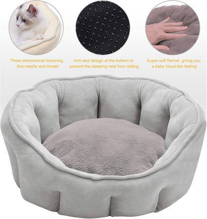 Cat Bed, Pet Beds for Small Dogs, Dog Bed for Small Dogs, Cat House, round Cat Bed, Washable Pet Beds for Puppy and Kitties with Slip-Resistant Bottom 18 Inch Pink