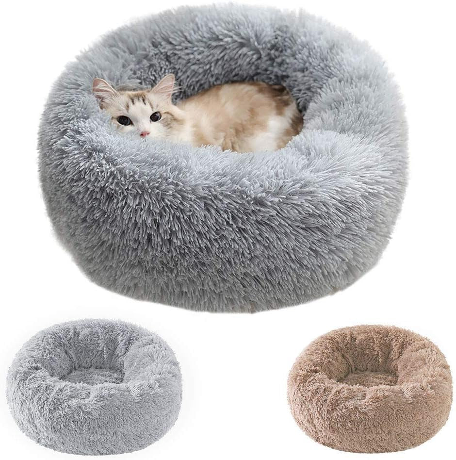 Cat Beds for Indoor Cats, Donut Cuddler Dog Bed Comfy Fluffy Washable Calming Cat Beds, Dog Bed for Small Dogs up to 22 Lbs 20’’X20’’