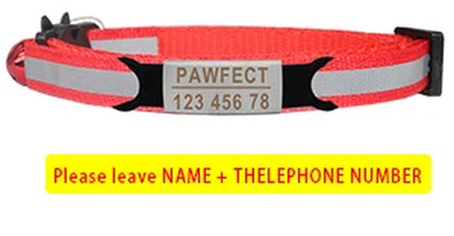 Reflective Cat Safety Buckle Collar Adjustable Custom Personalized ID Free Engraving Nylon Puppy Kittens Necklace