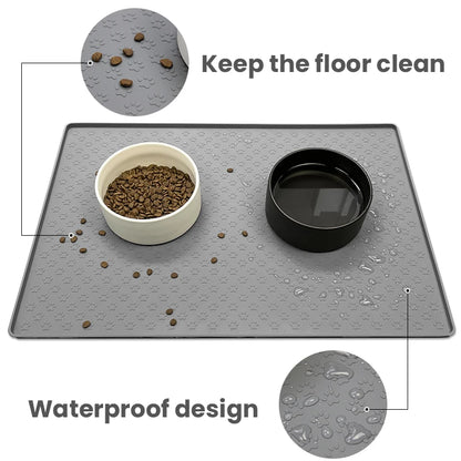 Pet Placemat Dog Food Bowl Mat Cat Feed Mat Cat Dog Drinking Feeding Placemat Silicone Waterproof Pet Bowl Pad Feeder Mats