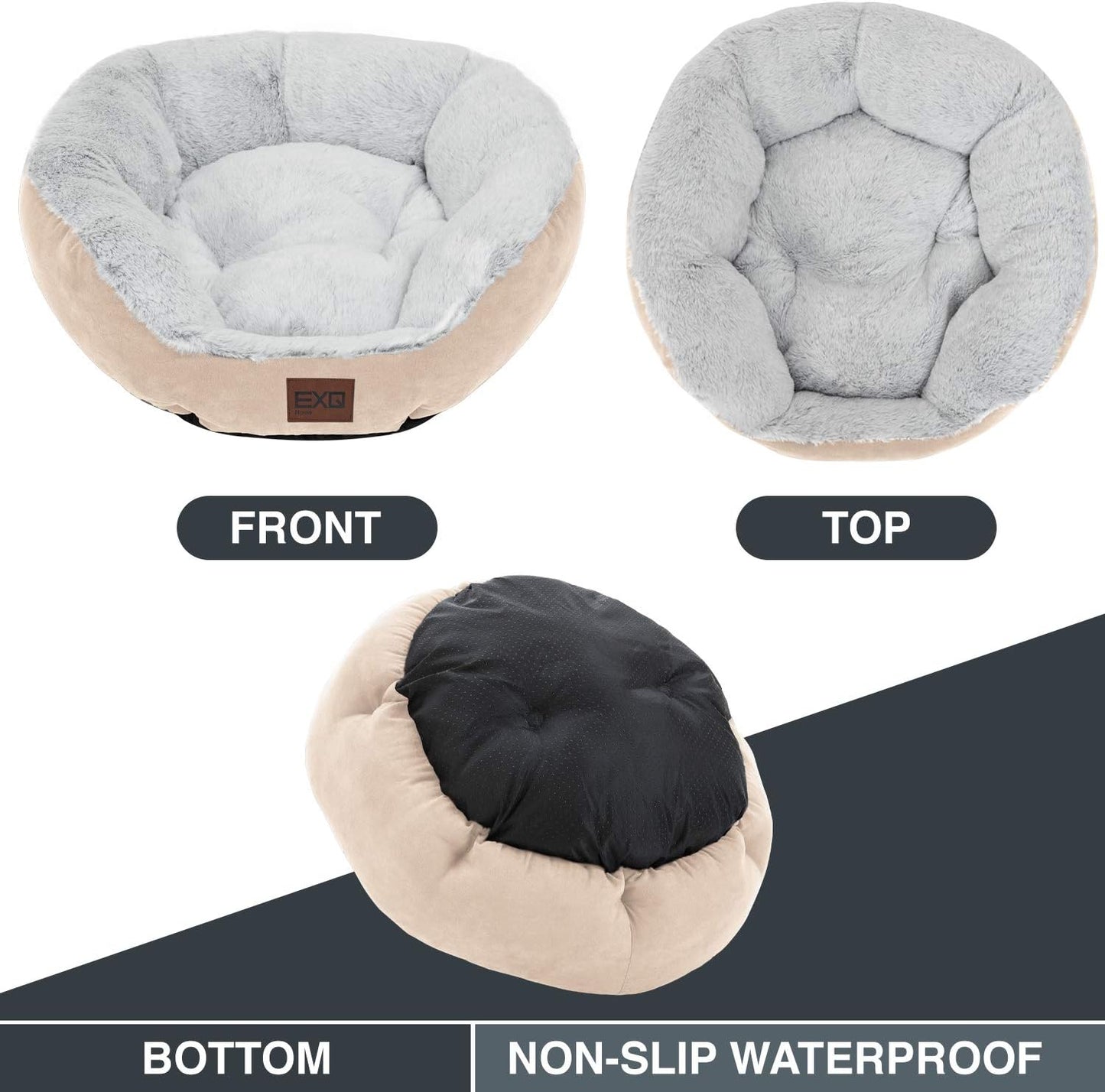 Soft Cat Beds for Indoor Cats,Fluffy Calming Cat Bed with Slip-Resistant Bottom,Plush round Dog Beds for Small Dogs,20 Inch Kitten Bed Machine Washable Pet Beds for Small Dogs