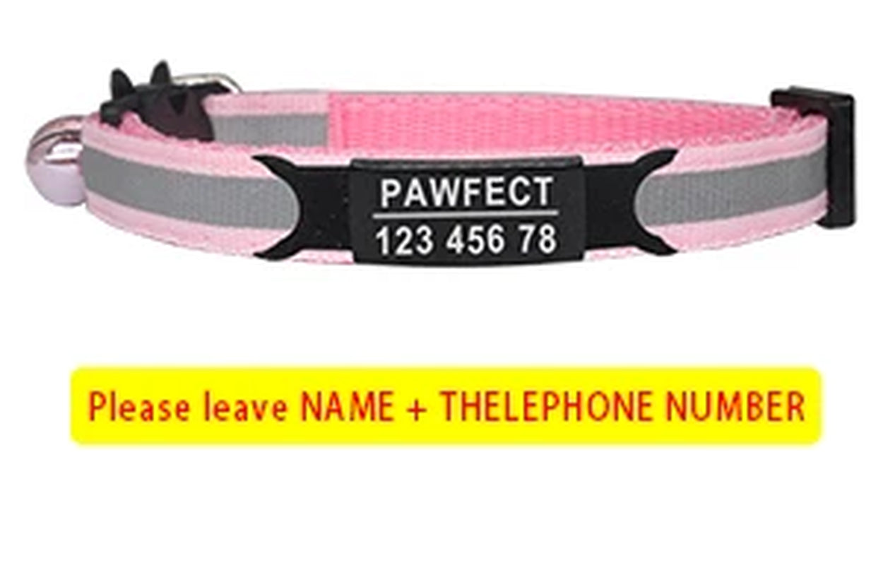 Reflective Cat Safety Buckle Collar Adjustable Custom Personalized ID Free Engraving Nylon Puppy Kittens Necklace